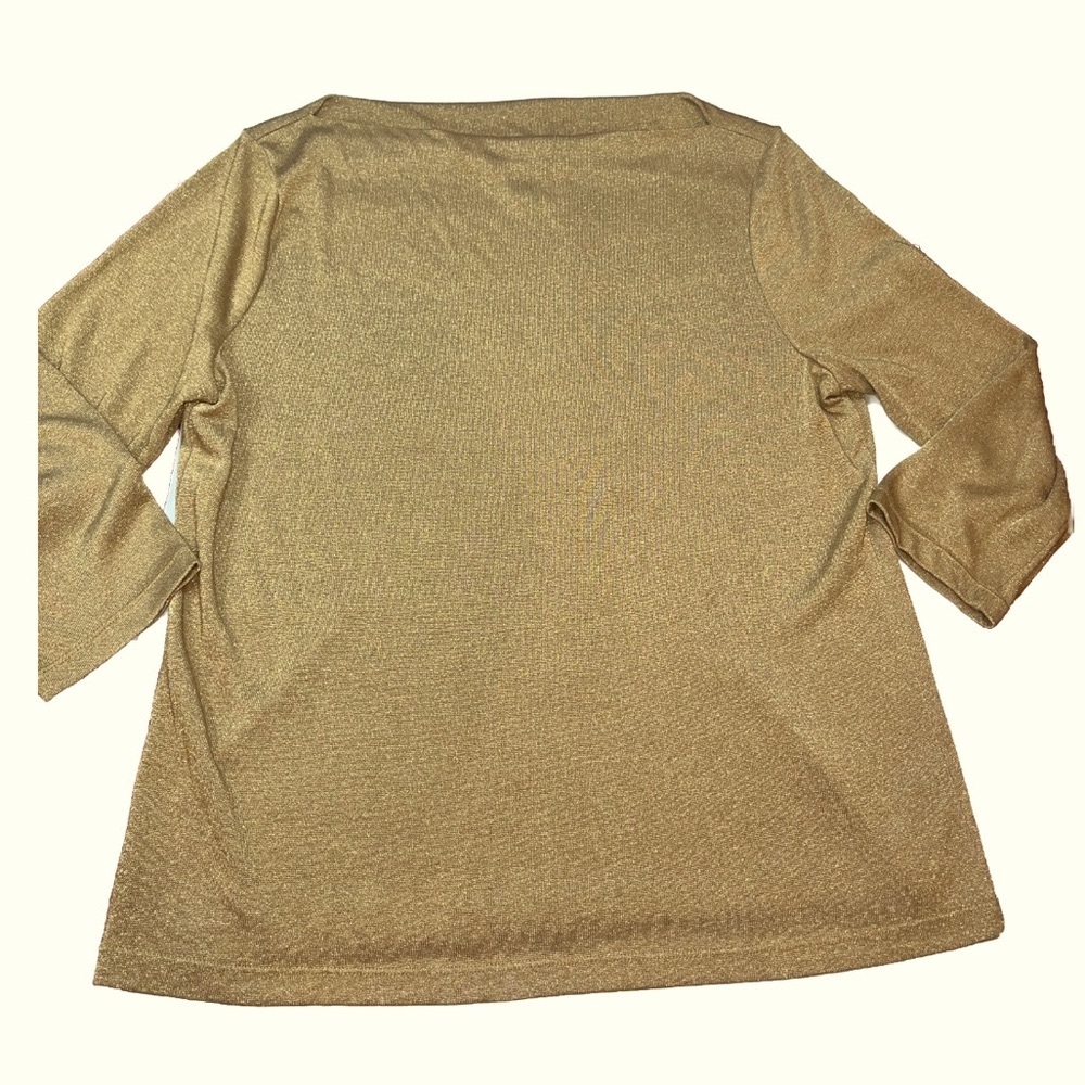 Ralph Lauren LRL GOLD SWEATER Metallic WIDE Neck Knit HOLIDAY DRESSY PARTY XL
